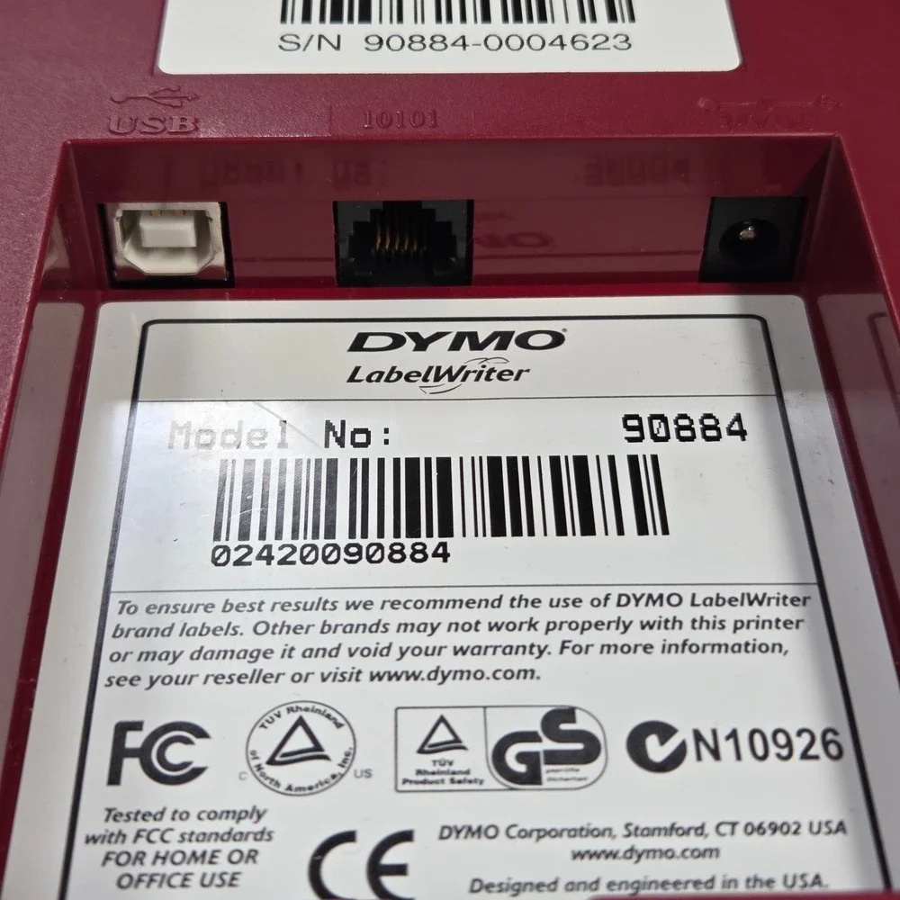 DYMO LabelWriter Turbo 330‎ Thermal Printer Silver Burgundy 90884 USB Office